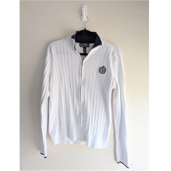 Vintage Lauren Ralph Lauren Ribbed full zip Sweater - Picture 1 of 7
